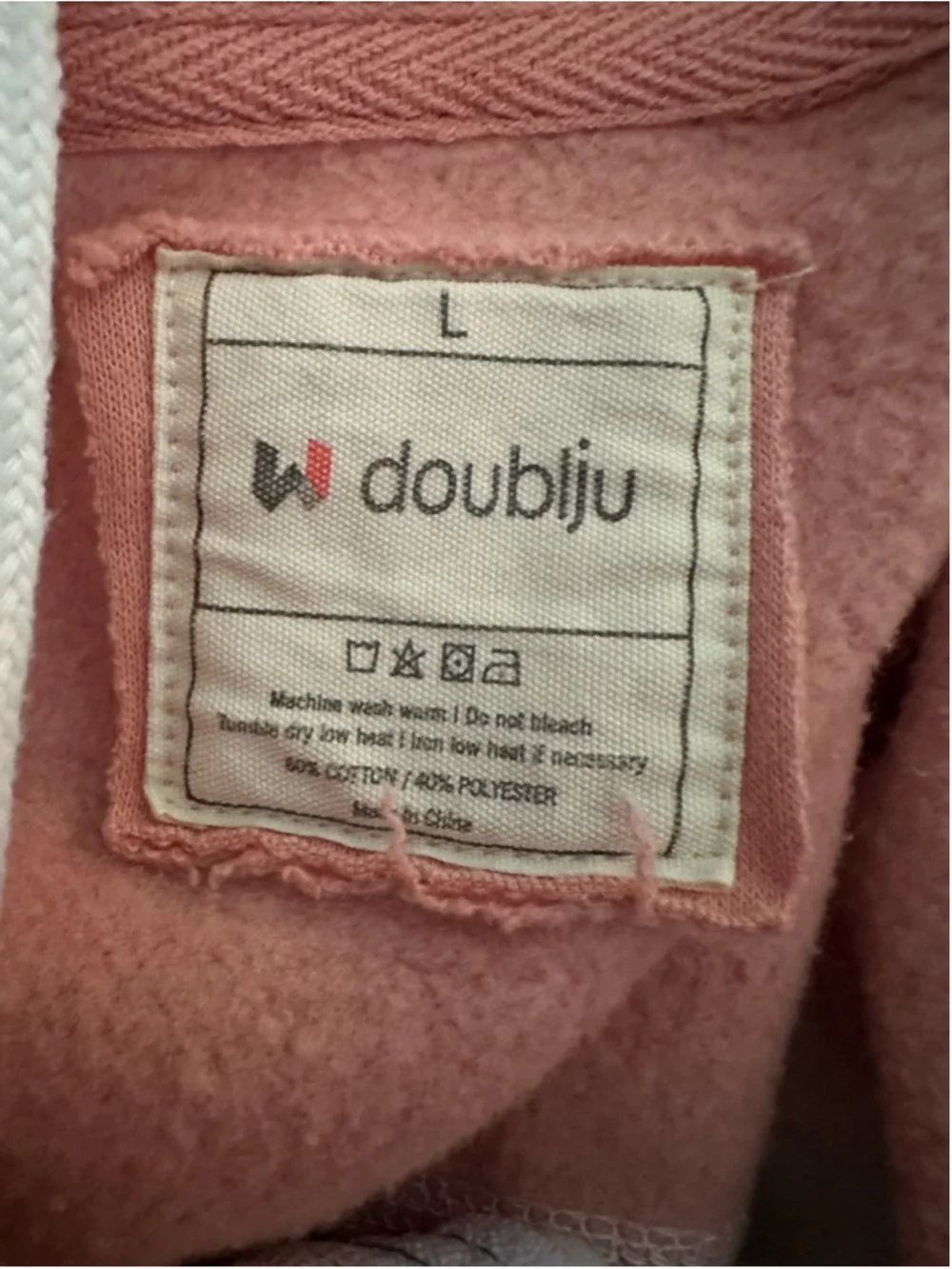 doublju Colorblock Cropped Hoodie Women’s Size Large Pink Teal heathered